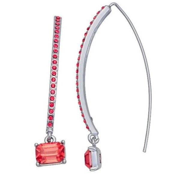 Vera Wang Jewelry - VERA WANG Mod/Contemporary Silver Coral Crystal Drop Earrings**NEW!